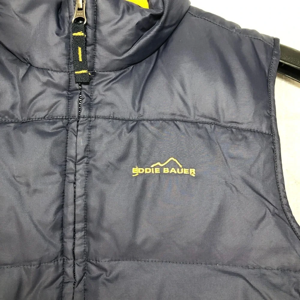 Eddie Bauer Kids Puffer Vest XL 14 Navy Blue Goose Down Filled Jacket Coat Boys